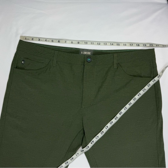 Linksoul Mens 5 Pocket Boardwalker Golf Pants 40 x 31 Olive Tapered Stretch B1 - Picture 7 of 9
